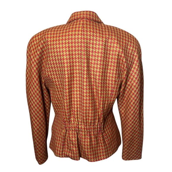 VTG Ellen Tracy Blazer 8 Houndstooth Wool Cashmere Strong Shoulder Peplum - Picture 3 of 6